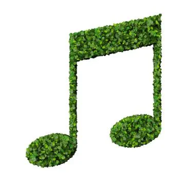 Musical note double eight symbol made from green leaves. Stock Illustration