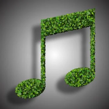Musical note double eight symbol made from green leaves. Stock Illustration