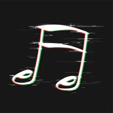 Musical note glitch design Stock Illustration