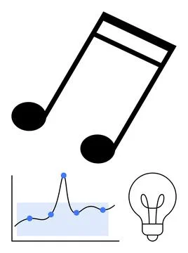 Musical note graph with points lightbulb symbolizing innovation, creativity,  스톡 일러스트