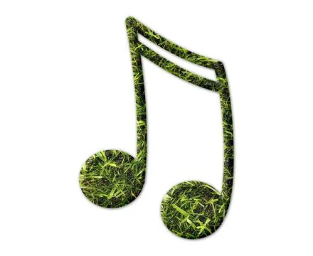 Musical note with grass texture isolated on a white background Illustrazione stock
