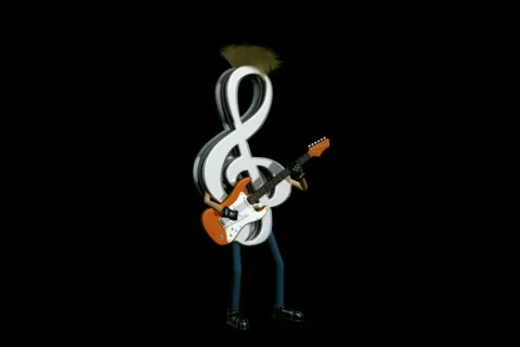 Musical note with guitar - loopable - alpha channel NTSC Video stock 303086