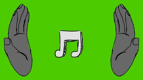 Musical Note - Hand-Drawn Animation - hands black Stock Footage 97994493