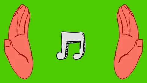 Musical Note - Hand-Drawn Animation - hands red Stock Footage 97994494