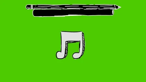 Musical Note - Hand-Drawn Animation - Pencil Note black Stock Footage 97994612