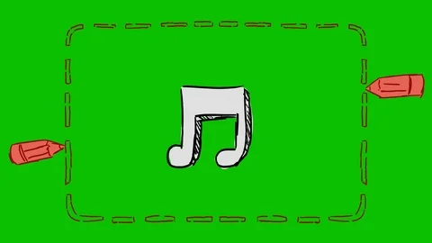Musical Note - Hand-Drawn Animation - Rectangle Pencils red Stock Footage 97994723