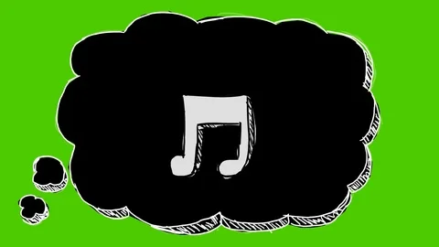 Musical Note - Hand-Drawn Animation - Thinking Bubble black Stock Footage 97995035