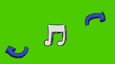 Musical Note - Hand-Drawn Animation - Twirling arrow blue Stock Footage 97995056