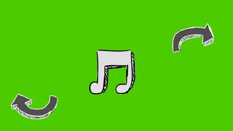 Musical Note - Hand-Drawn Animation - Twirling arrow grey Stock Footage 97995065