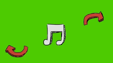 Musical Note - Hand-Drawn Animation - Twirling arrow red Stock Footage 97995083