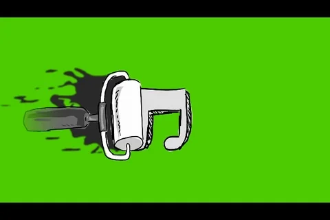 Musical Note - Hand-Drawn Animation - scroll brush black Stock Footage 98006936