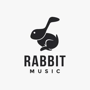 Musical note head rabbit logo icon vector template on white background Stock Illustration