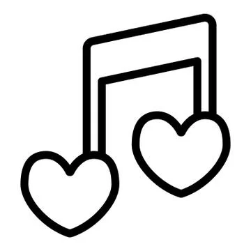 Musical note heart shape line icon. Love song vector illustration isolated on Stock Illustration