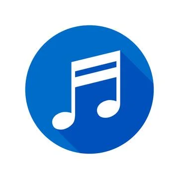 A musical note icon in a blue circle. Modern vector. Stock Illustration