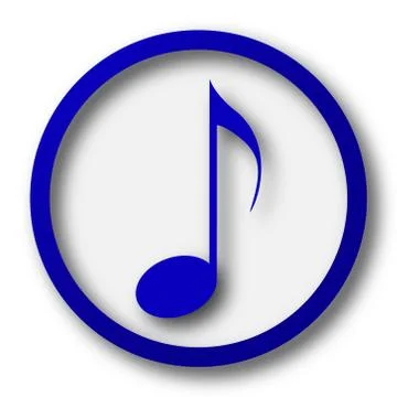 Musical note icon. Blue internet button on white background.. Stock Illustration