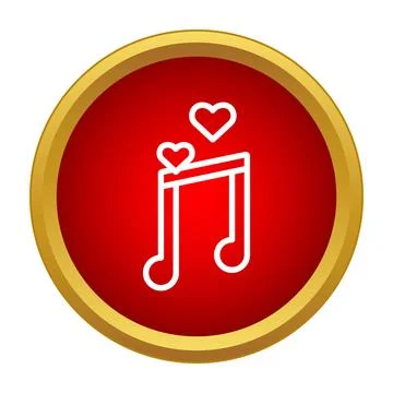 Musical note icon with hearts symbolizing love music Stock Illustration