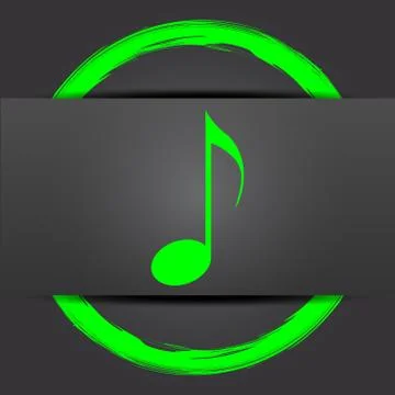 Musical note icon. Internet button with green on grey background.. Stock Illustration