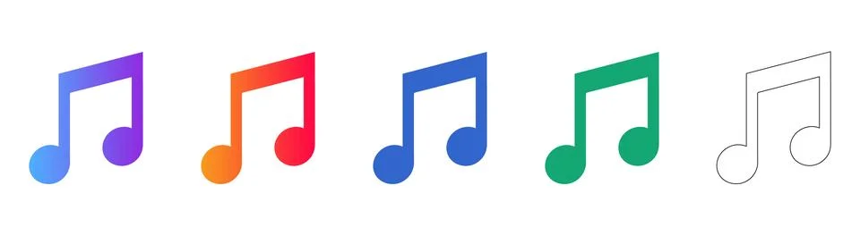 Musical Note Icon Set Иллюстрация