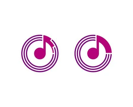 Musical note icons concentric circles Stock Illustration