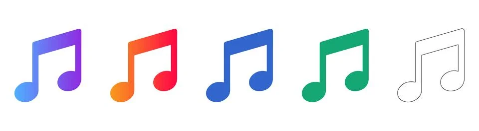 Musical Note Icons Set in Gradient and Outline Illustrazione stock