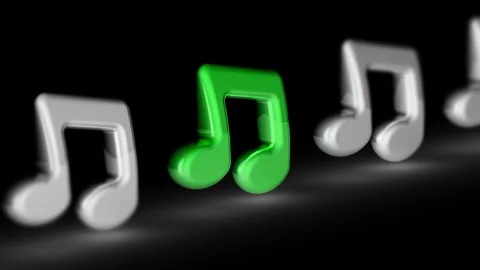Musical note. Looping footage has 4K resolution. Prores 4444. 3D Illustration. Stock Footage 99229812