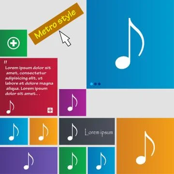 Musical note, music, ringtone icon sign. buttons. Modern interface website bu Stock Illustration