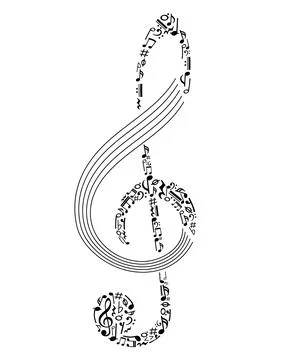 Musical note or treble clef, musical key signs, treble key Stock Illustration