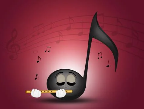 Musical note plays flute Stock Illustration