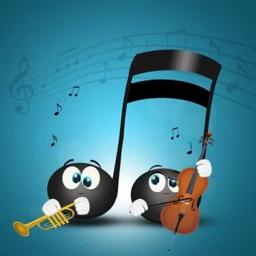 Musical note plays instruments Stock Illustration