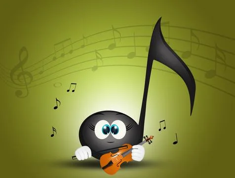 Musical note plays the violin Stock Illustration