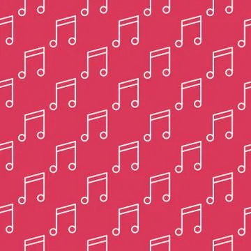 Musical Note red seamless pattern - vector Music background Stock Illustration