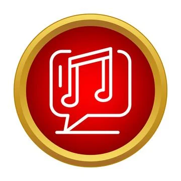 Musical note in red speech bubble icon Stock Illustration