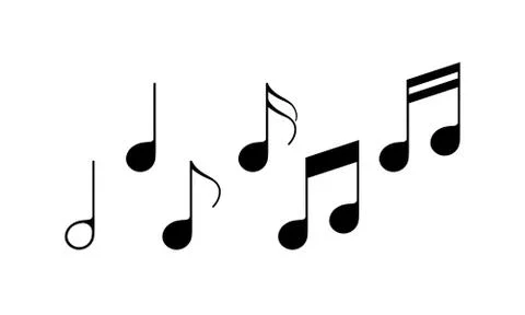 Musical note set icon in black. Music. Vector on isolated white background. EPS Stock Illustration