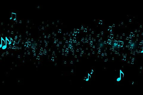 Musical note shape rhythm color particle CG background wallpaper Stock Illustration