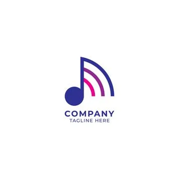 Musical note with signal wave vector illustration. Music and Frequency logo.. Stock-Illustration