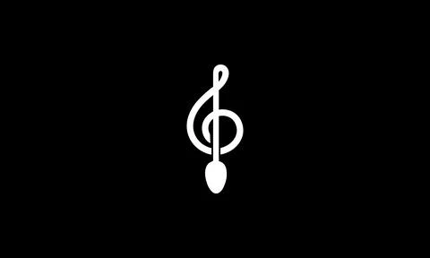 Musical note with spoon restaurant logo vector symbol icon design illustratio Stock Illustration