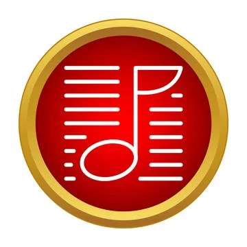 Musical note on staff lines sound icon 库存插图