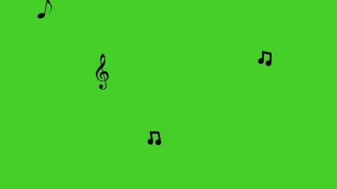 Musical note streaming up in melody. Green screen Stock Illustration