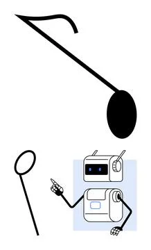 Musical Note Transforming into a Robot Bridging Music and Technology in One.. Stock Illustration