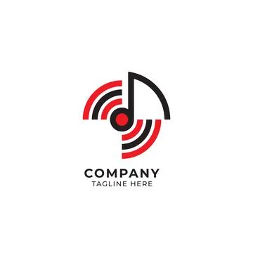 Musical note with two side signal wave vector illustration. Music and Frequ.. Stock Illustration