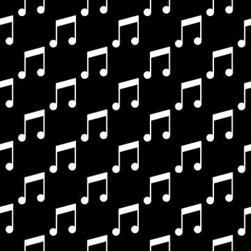 Musical Note vector seamless pattern on dark background Stock Illustration