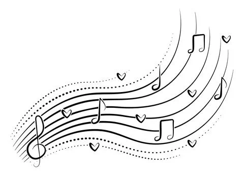 Musical note wave, black line clipart Stock Illustration