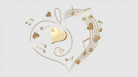 Musical notes and hearts overlay Stock Footage 263898108