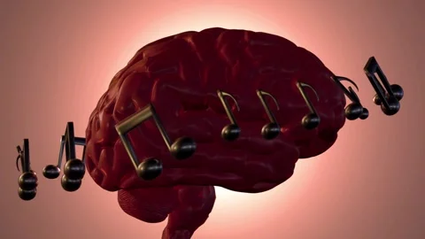 Musical notes and a human brain Video stock 266691855