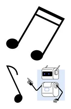 Musical Notes and Learning Robot for Music Education and Technology Integrati Stock Illustration