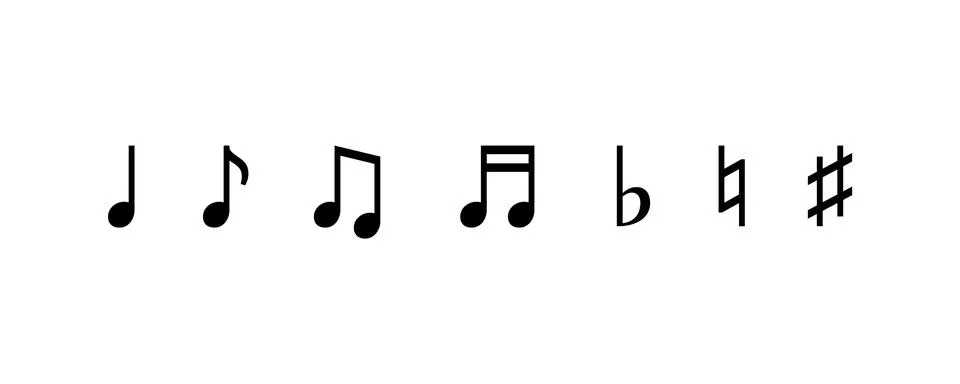 Musical notes and notation set isolated on white background. Vector EPS 10 Stock Illustration