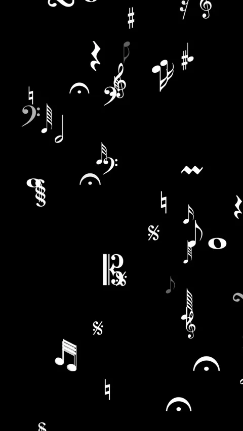 Musical notes appearing on black background with matte channel in loop Stock Footage 330214921