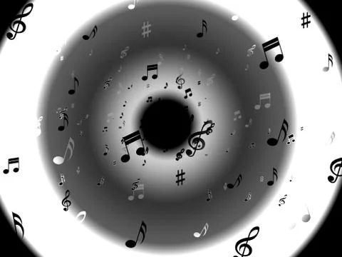 Musical notes background shows abstract art and melodies Stock Illustration