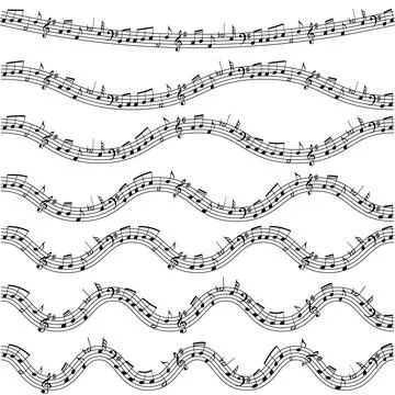 Musical notes background texture. Wavy music staff pattern. Music wallpaper.. イラスト素材