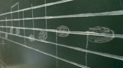 Musical notes on a blackboard Stock Footage 55375651